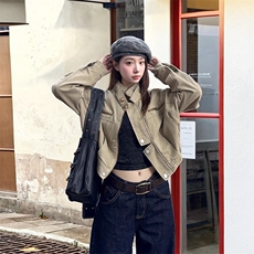 水洗立领夹克男女秋季美式潮拉链短款情侣工装休闲外套HH1856P75，男装夹克，星座1013-5