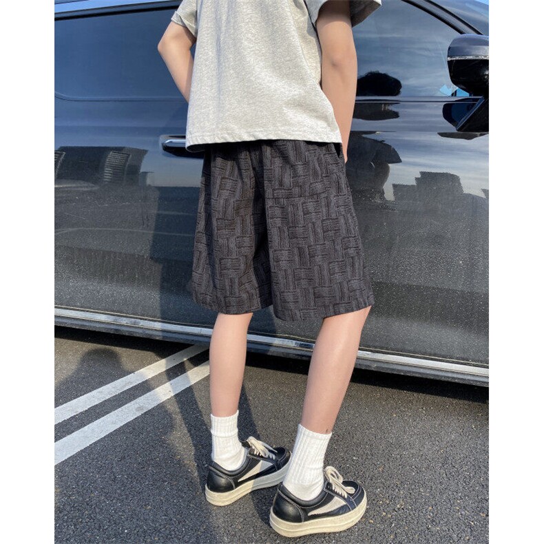 2025夏季新款潮流格纹灯芯绒宽松五分裤B315-K25780-特p25控48,男装休闲裤,电商B315