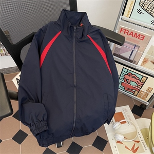 撞色立领棒球夹克男休闲教练服外套宽松设计感上衣潮6802 P56图片