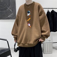 圆领卫衣男大码加厚加绒长袖t恤男S6165-P28加绒款-P33，男装卫衣，电商A040