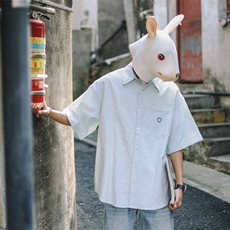 潮牌防晒日系条纹短袖衬衫男2025夏季情侣半袖衬衣外套，男装防晒衣，星座506A