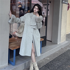 2025冬装新款高端气质灰色设计感大衣2B082-2259-p230k345，女装毛呢外套，2B082