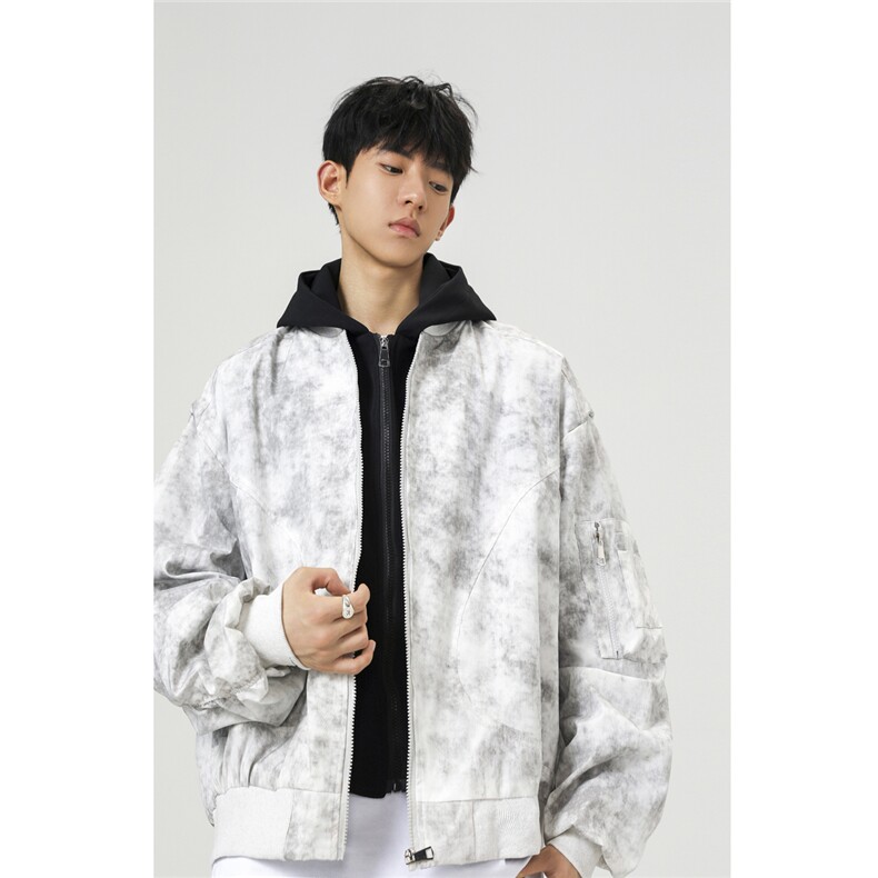 可二开假两件扎染大码M-5XL飞行夹克100%聚酯纤维JK78093P85控128,男装夹克,星座227-7