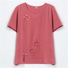 时尚套装2023夏季新款复古t恤上衣棉麻休闲裤亚麻中年妈妈两件套，女装套装/套裙，奕阳依阁