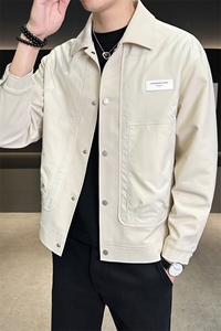 休闲纯色长袖上衣 男贴标休闲百搭夹克 A329-JK5091-P95图片