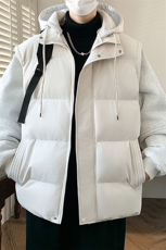 冬季假两件套可拆卸帽加厚棉袄男女宽松款面包服休闲百搭外套，女装短外套，星座1402-1