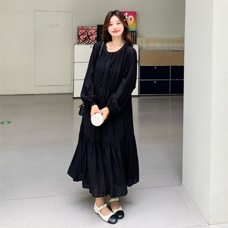 现货黑色长袖连衣裙C158-8603-P115-K168,女装连衣裙,2C158