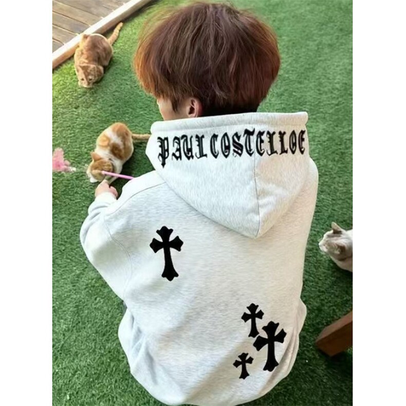 秋冬款双层帽连帽卫衣男加绒上衣印花款情侣潮ins外套WZ106,女装短外套,星座1116A（原606A-3）