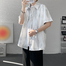 CS1142-特p35控68水墨印花短袖冰丝凉感速干潮流大码衬衫，男装T恤，电商A059