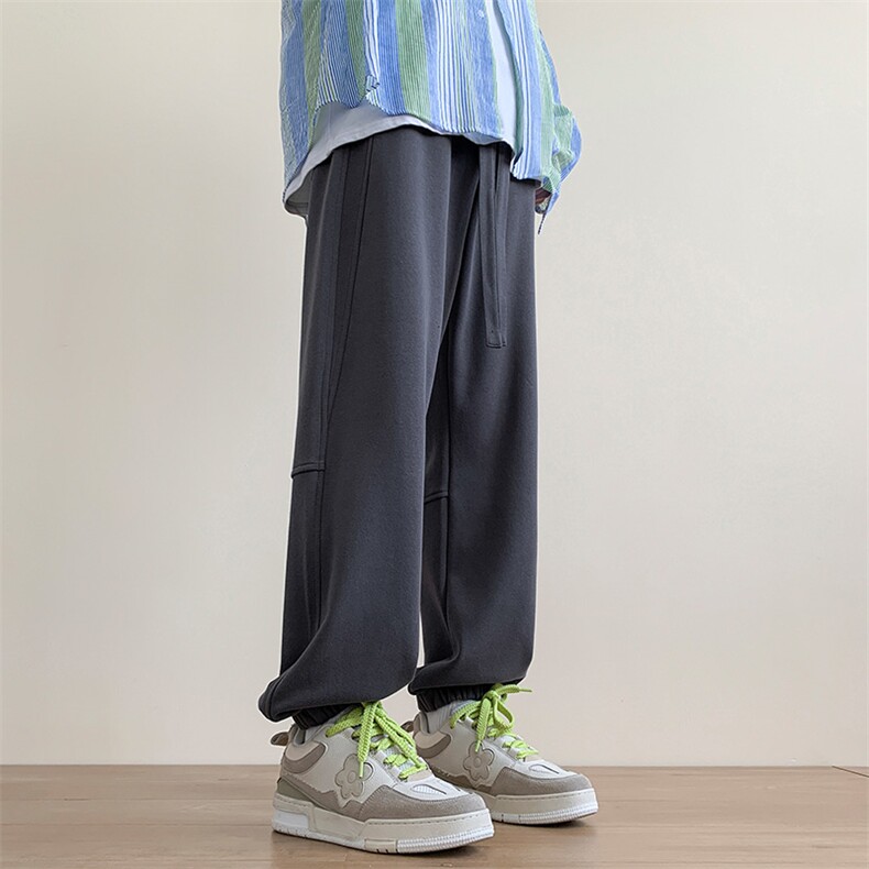 港风秋冬长裤本布织裤袋美式卫裤宽松休闲束脚卫裤K23305-P40控58,男装休闲裤,星座717