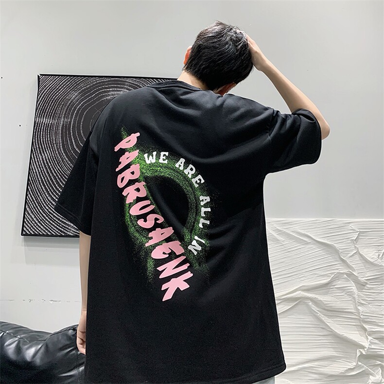 2025夏季原创设计oversize港风宽松休闲T恤B266-DX07-P30,男装T恤,星座B257-1