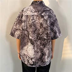 扎染灰色衬衫短袖男夏季小众高街潮牌美式衬衫C1102P26，男装衬衫，星座1116-2