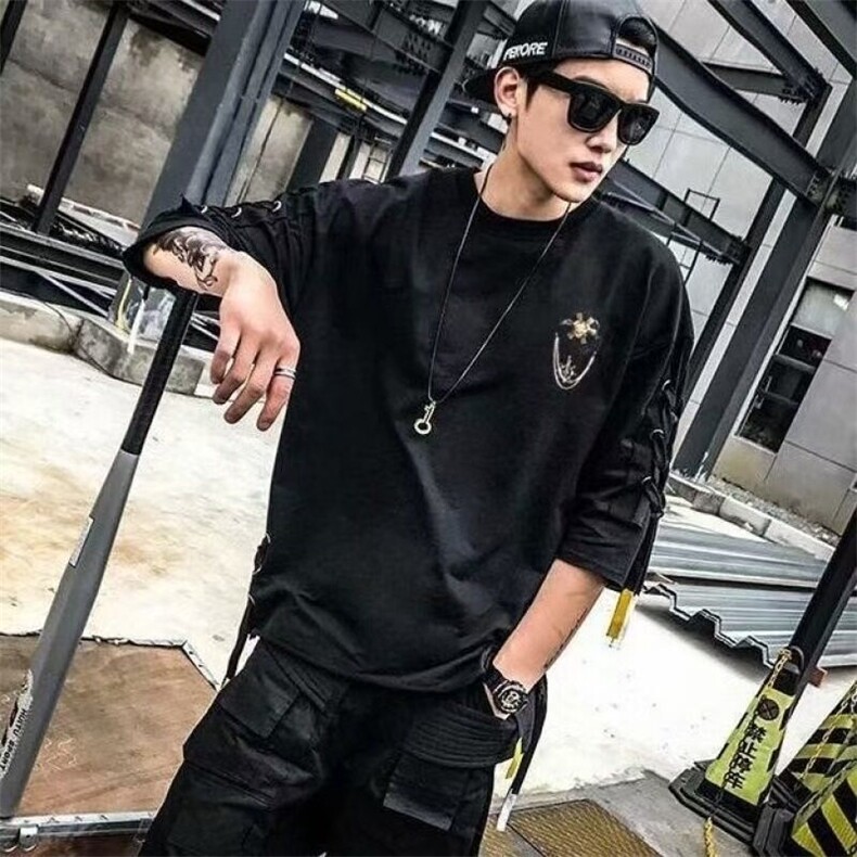 网图现货夏季男款短袖中长裤宽松五七分袖T恤男女半袖R477-P45,男装T恤,星座1005-4