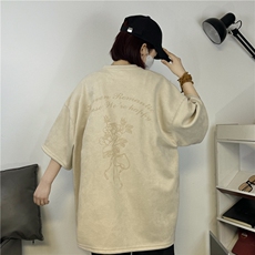麂皮绒烧花美式复古街头潮牌t恤重磅中性XZ301B-JB4301-p28，男装T恤，星座301B