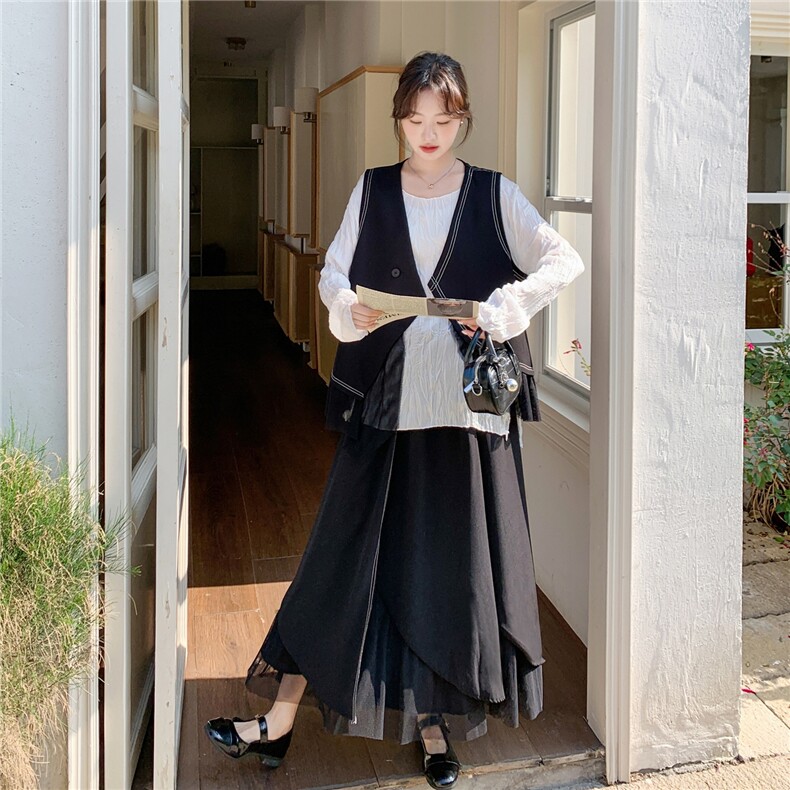 主推！内搭+马甲+半身裙显瘦三件套装2b237-6206-p195k318,女装套装/套裙,2B237