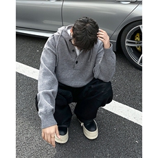 高街纯色连帽针织衫男女冬季学生连帽卫衣高级感毛衣YMH2034-P68，男装针织衫/毛衣，星座302B-2