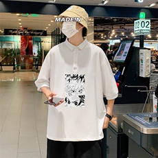 PL57176-P35翻领短袖polo衫男大码胖子半袖t恤男有领保罗衫模特，男装Polo衫，电商A040