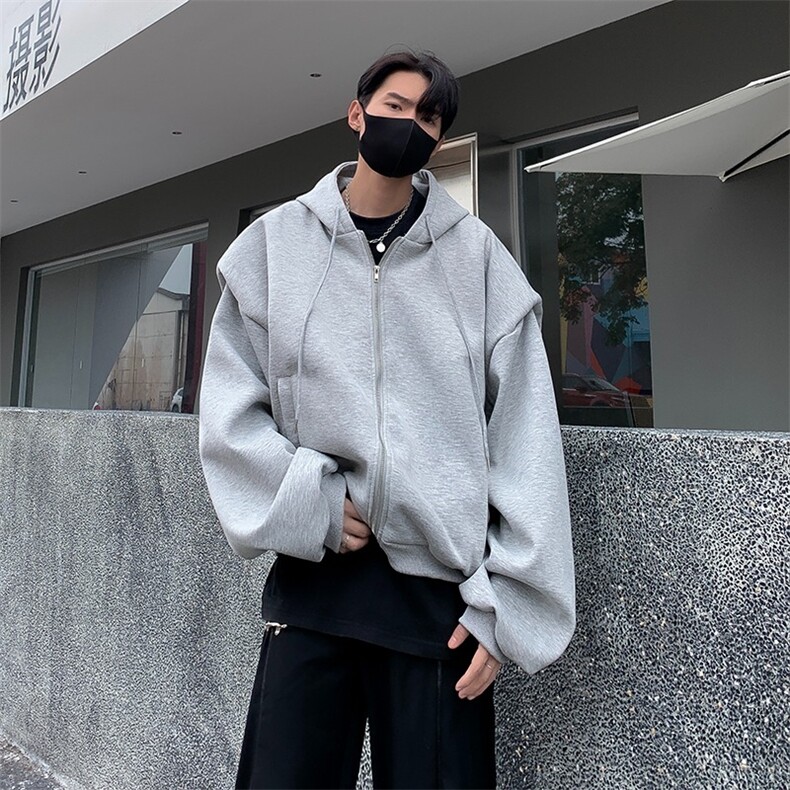 美式高街潮流连帽上衣春秋季设计感小众百搭开衫卫衣男CM40-P48,男装卫衣,星座1109-3