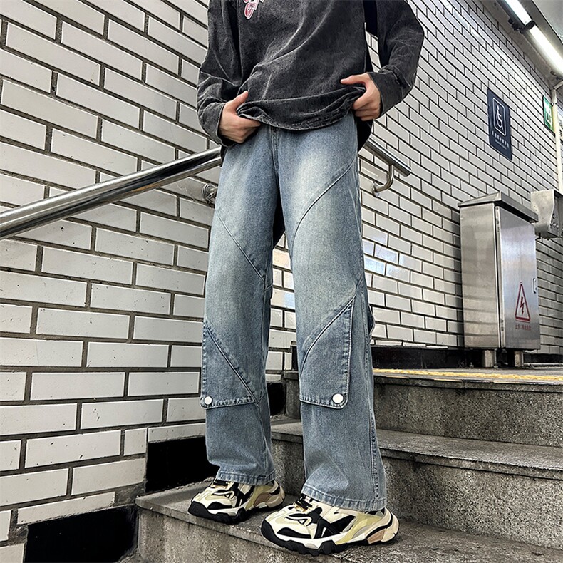 牛仔裤男款男生宽松直筒休闲长裤男士潮牌N0737-P55图片