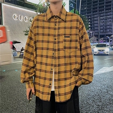 2023年新款格子美式休闲宽松潮流长袖衬衫男CS861P40，男装衬衫，星座410-2