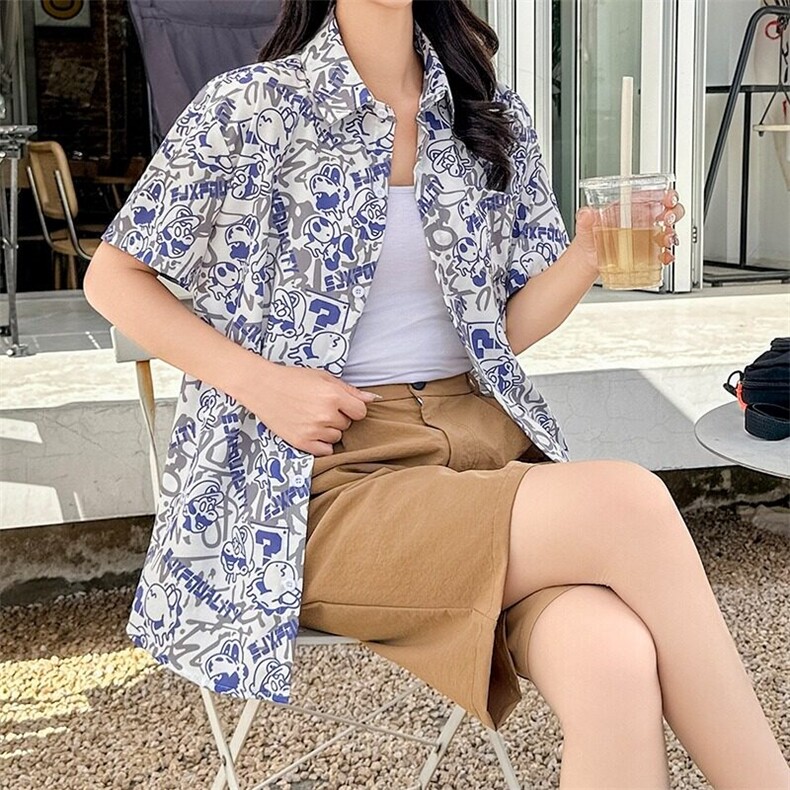扎染短袖衬衫男女2025夏季宽松ins港风小众潮流沙滩休闲大码上衣,男装衬衫,星座506