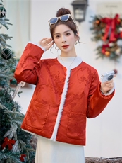 现货！2025年冬季保暖中式马上有钱款网红淑女韩式双面双穿羽绒服，女装羽绒服，众宇琦