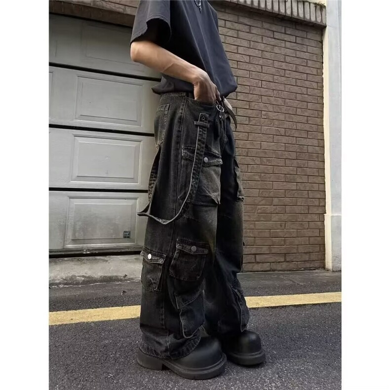 1506/Q5070/P74非潮勿近高街美式复古多口袋工装牛仔裤,男装牛仔裤,星座1506