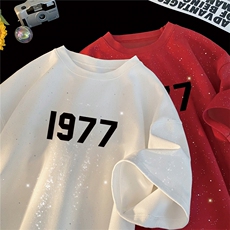 2025夏季新款高品质满天星亮片短袖1977印花MT901-P30控48，男装T恤，星座508（原C305）