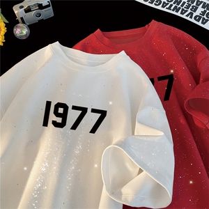 2025夏季新款 高品质满天星亮片短袖1977印花MT901-P30控48图片