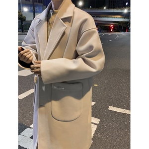 秋冬中长款毛呢大衣男韩系高级感英伦风衣外套812-F635-P128控158图片