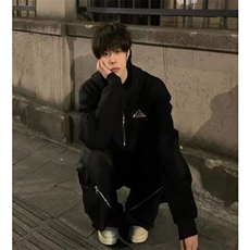 常规潮时尚潮流原宿休闲青少年灯芯绒连帽套刺绣套头卫衣外春季，男装卫衣，星座506A