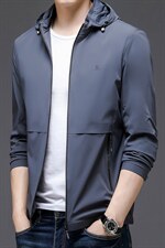 2023秋季新款男装中年男士商务休闲外套长袖夹克男薄款连帽上衣，男装夹克，电商B212（原钱塘6029）