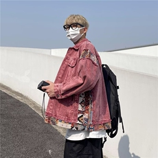 美式复古情侣拼接撞色牛仔外套男春秋宽松帅气夹克上衣JK337-P85，男装夹克，星座1008