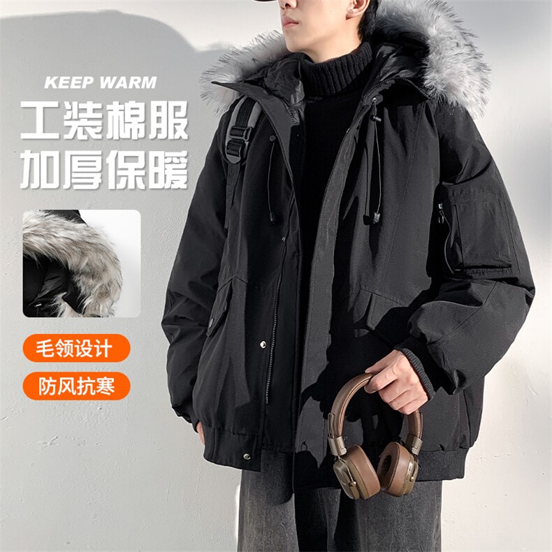座山雕毛领派克棉服男冬季工装棉衣情侣外套M060-P110迷彩P115,男装棉衣,星座308B-2