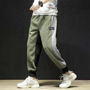 20春季新款日系黑墙大码工装灯芯绒潮流宽松撞色休闲裤K1017-P45图片