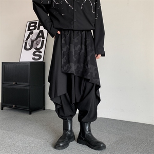 春装日系街舞暗黑山本风裙裤阔腿裤男束脚裤九分裤宽松飞鼠裤图片