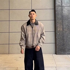 WT94-P77潮流气质慵懒ins简约文艺流行日系新款质量千鸟格夹克，男装夹克，电商B323A