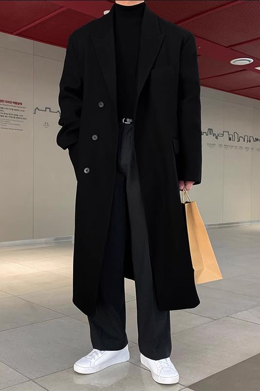韩版士毛呢大衣男中长款过膝呢子风衣外套DY20不加棉P110加棉P110,男装风衣,电商A430（原星座702）
