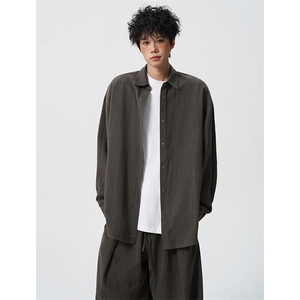 8XL-M  麻天丝套装慵懒宽松衬衫抽绳阔腿裤夏季薄款防晒衣男TZ111图片