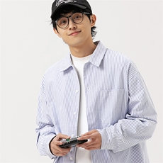 2026春季新款男日系潮牌条纹长袖衬衫宽松外套衬衣CS268-F75，男装衬衫，电商A101（原外27）