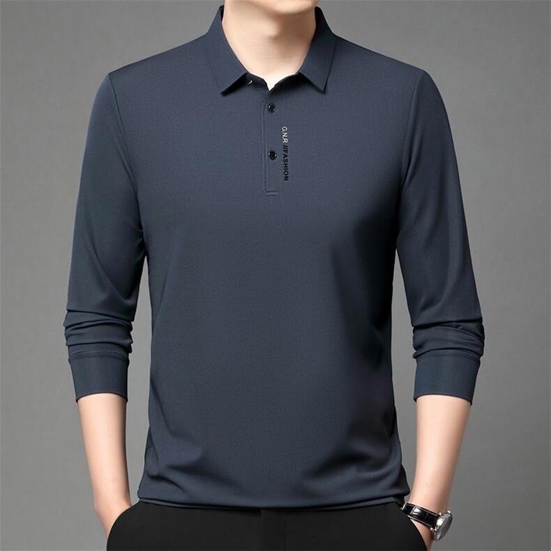 2025秋季长袖POLO衫男士时尚透气商务休闲T恤衫PL1180-P30，男装T恤，星座1109