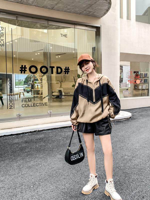 爱美欧秋装现货撞色拼接卫衣，女装卫衣/绒衫，爱美欧