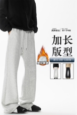 加绒加厚重磅卫裤男微喇美式高街190直筒弯刀裤休闲裤子KZ070P50，男装休闲裤，电商B312