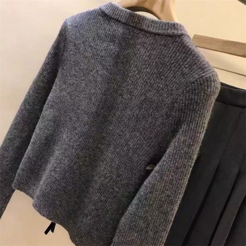 女士秋冬圆领坑条双拉链羊毛开衫羊毛,女装羊毛衫,鑫之绒