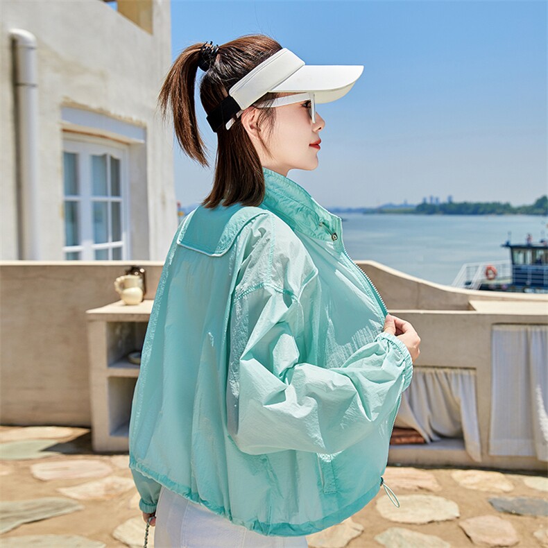 立领防晒衣女短款2025夏季新款百搭透气轻薄长袖小个子防晒服外套,女装防晒衣,可可小西