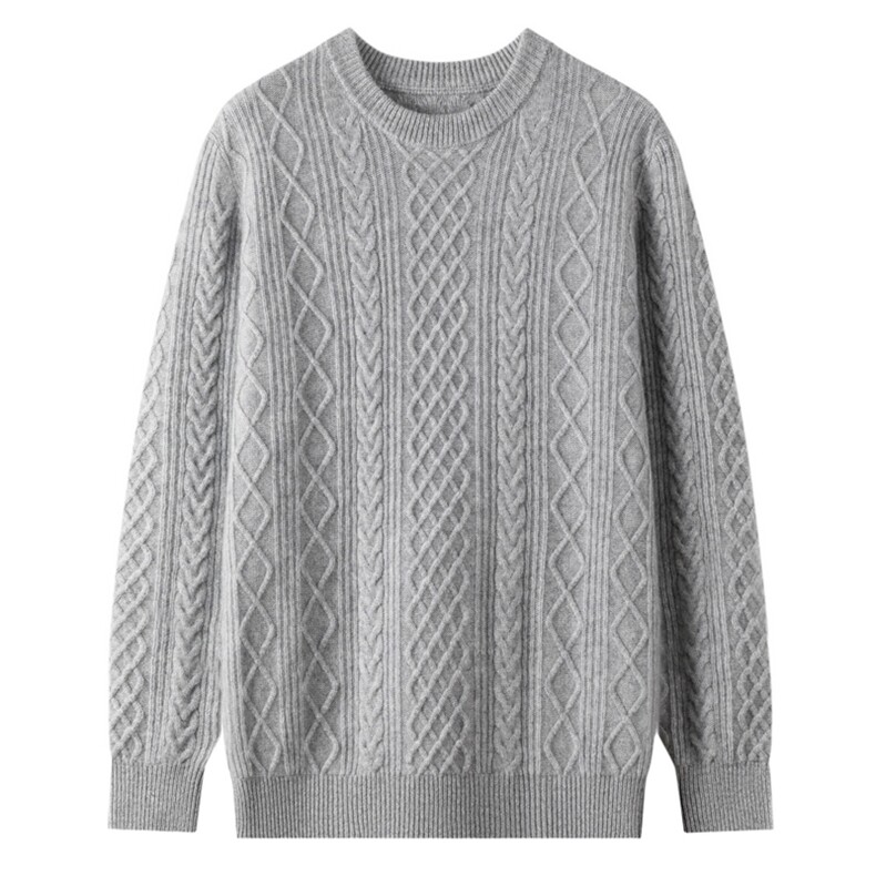 男士套头圆领毛衣秋冬季新款舒适潮流时尚百搭宽松羊绒衫，男装羊绒套衫，忠诺羊绒高端店