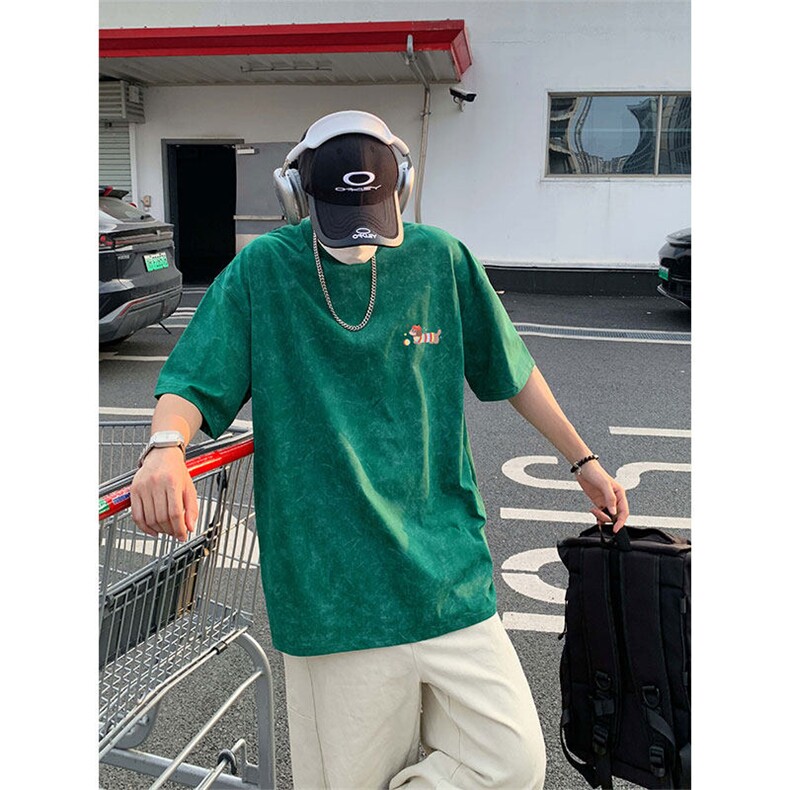 中国风短袖T恤男宽松夏季薄款大码2025新款衣服圆领宽松半袖体恤,男装T恤,电商A007