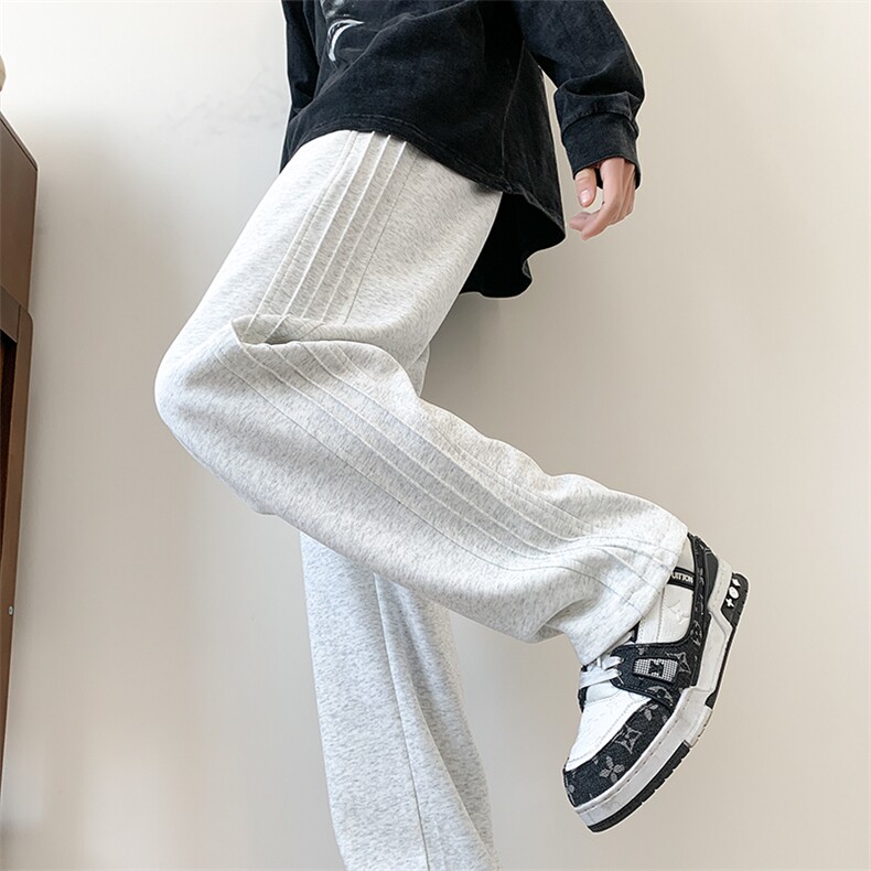 S-3XL纯色三条杠休闲裤直筒宽松加大码卫裤310A-2BK313P45控68，男装休闲裤，星座310A-2