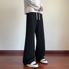华棉重磅380g纯色休闲大码显高显瘦微喇卫裤男K24030-特P35控68，男装休闲裤，电商A001