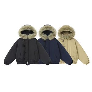 （手塞棉）冬季毛领加厚棉服牛角扣连帽上衣MF002-P130-控239图片